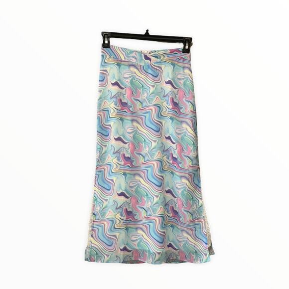 Princess Polly Aliana Midi Skirt Pastel NWT Swirl Size 2 - Picture 1 of 11